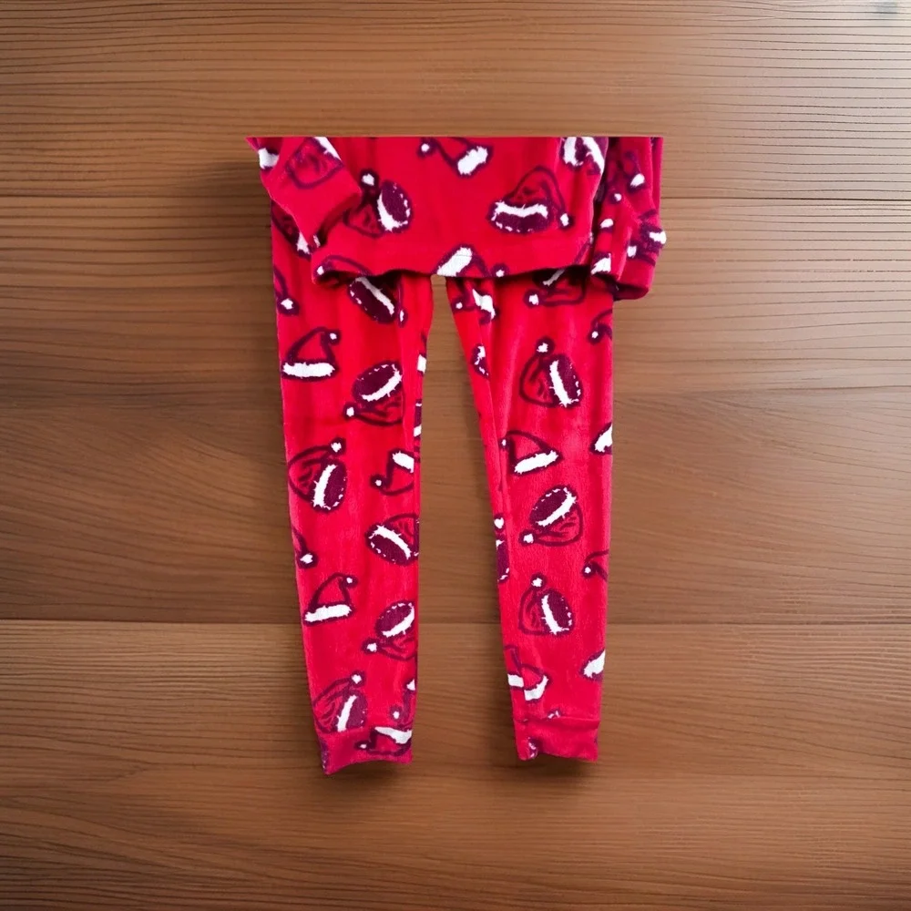 Cat‎ & Jack Kids Fleece Pajama Set 6 Santa Hat Red Christmas Sleepwear Holiday